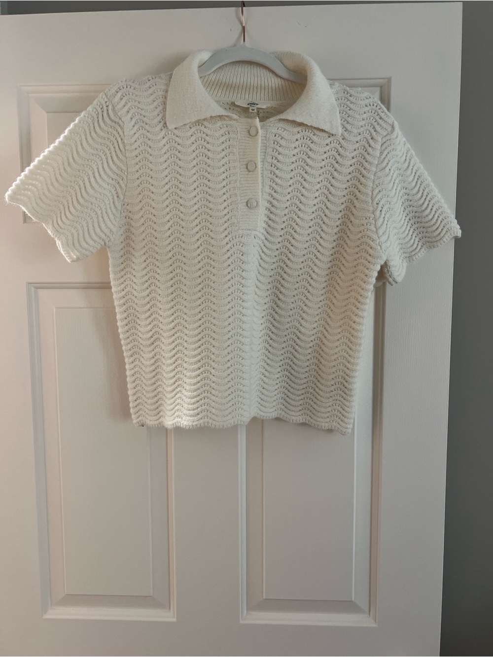 Cream Knit Polo Sweater